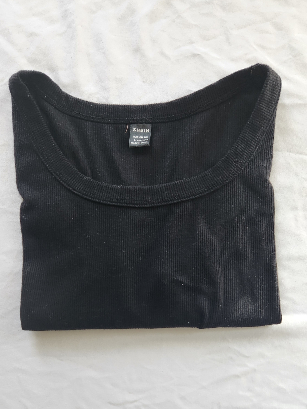 SHEIN Black Ribbed Crew Tank